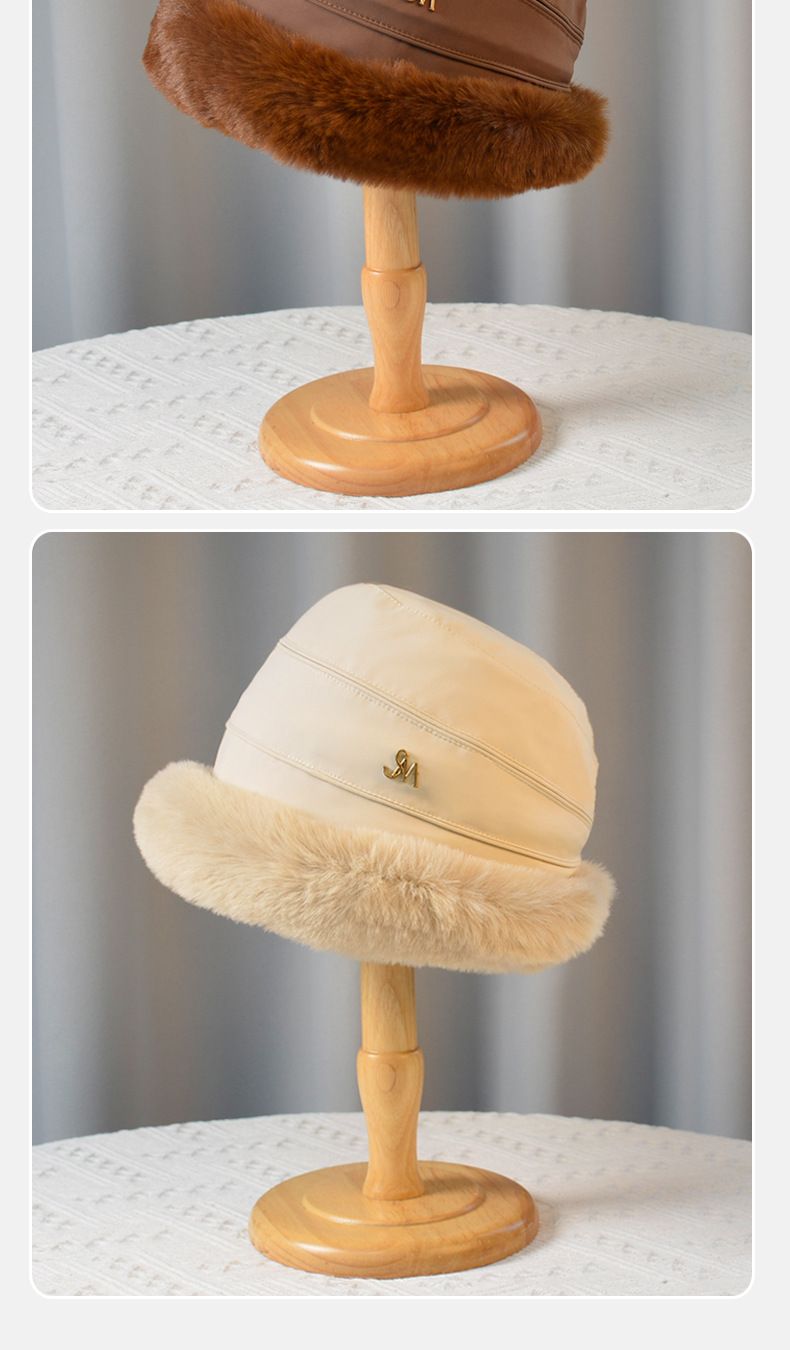 Women's Hats Autumn And Winter Thick Basin Hat Plush Hat Winter Cold Proof Ear Protection Hat Net Celebrity All Match Face Covering Fisherman Hat_voghion.com