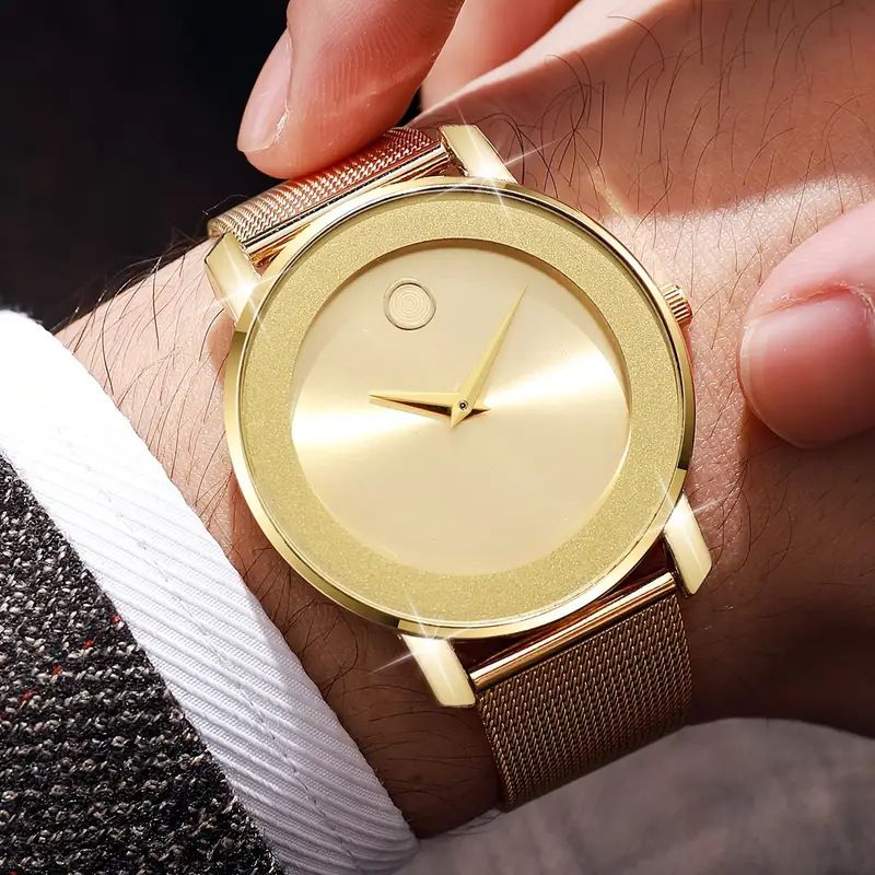 Ultra-thin Business Mesh Belt Watch Men's Classic Simple Casual Quartz Watch High-end Watch Work Daily Birthday Anniversary Valentine's Day Gift_voghion.com