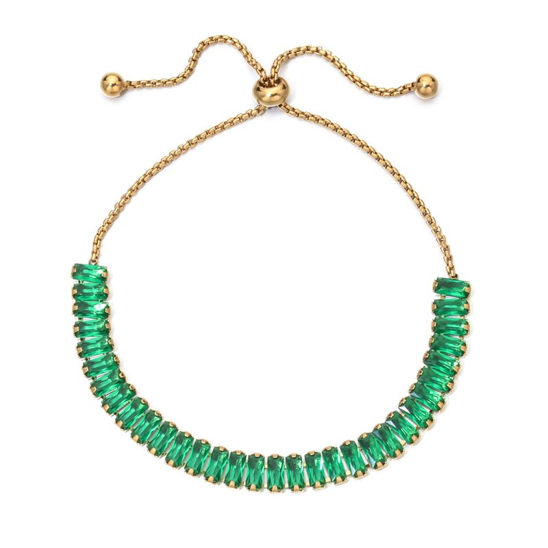 Stainless Steel Tennis European And American Exquisite Simple Zircon Diamond Bracelet For Women Non-Fading Jewelry_voghion.com