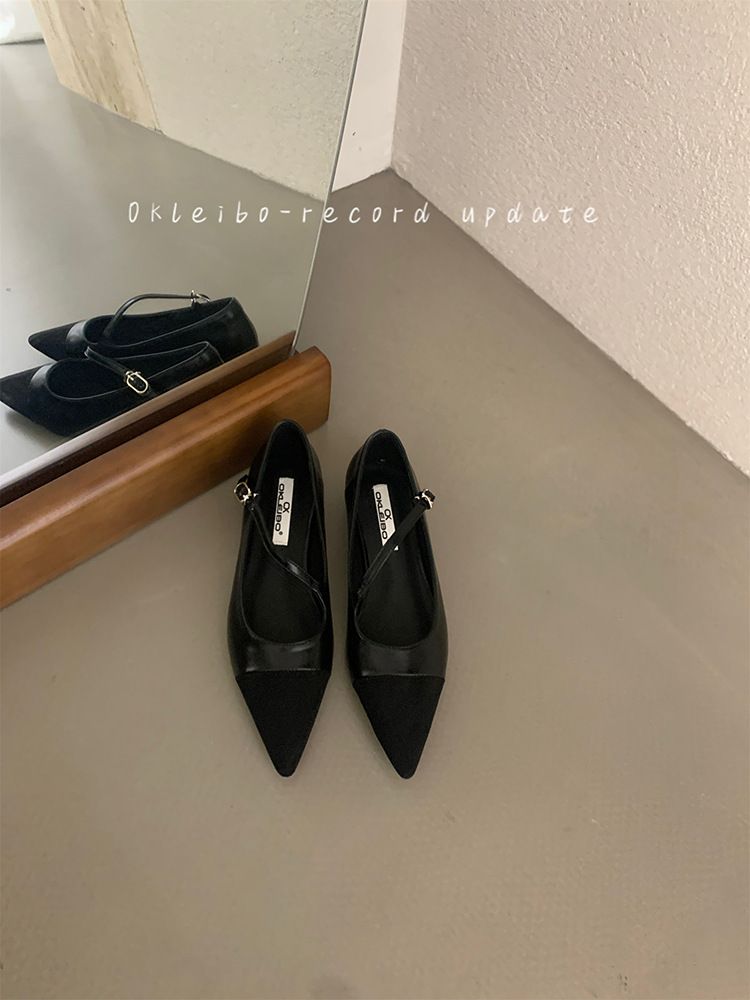 Dámské módní jarní a podzimní nové měkké podpatky s nízkým podpatkem a špičatým podpatkem Mary Jane_voghion.com