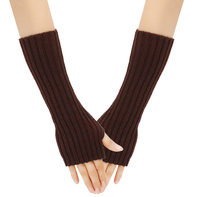 Autumn Winter Long Gloves For Men And Women, Sleeves, Half Finger, Fingerless, Warm Arm Covers, Knitted Gloves,_voghion.com