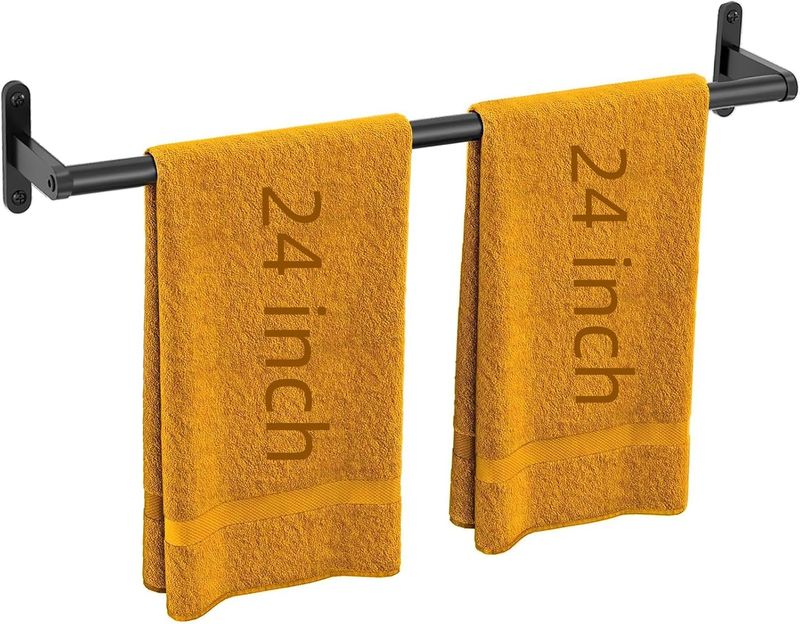 Racks 24 Inch, For Wall, Heavy Duty Bathroom Hand Holder Organizer, Single Bath Towel Bar Wall Mounted, Matte Black_voghion.com
