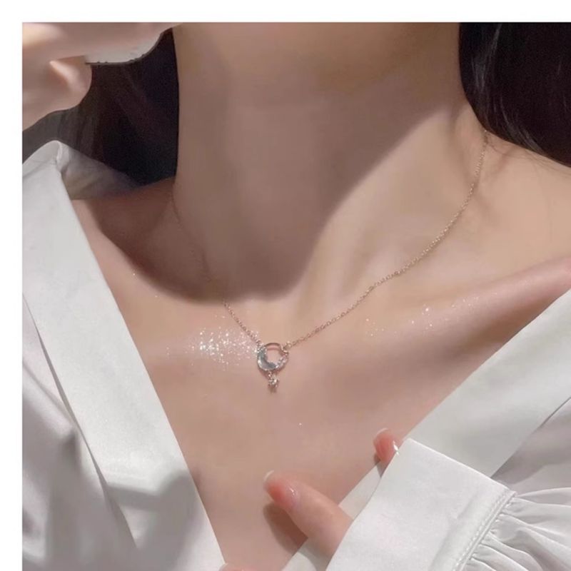 Inlaid Diamond Bow Necklace For Women, High-End Elegant Versatile Pendant Collarbone Chain, Light Luxury Niche Design_voghion.com