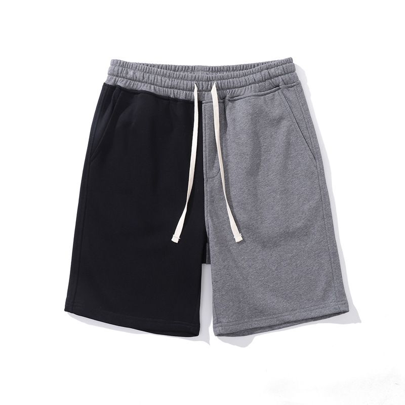 Herrenbekleidung Terry Bottom Gekämmte Baumwolle Sportshorts für Männer Trendy Herren Kontrastfarbe Vierviertelhosen Basketballshorts_voghion.com