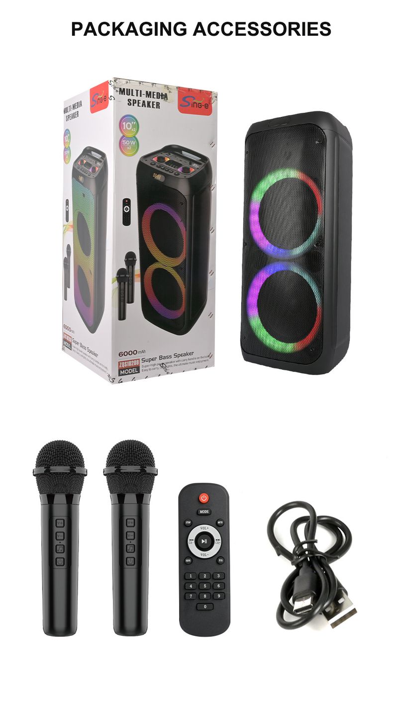 ZQS10209 Nešiojamas „Bluetooth“ RGB diafragmos šviesos garso didelės galios dvigubas 8 colių žemųjų dažnių garsiakalbis_voghion.com