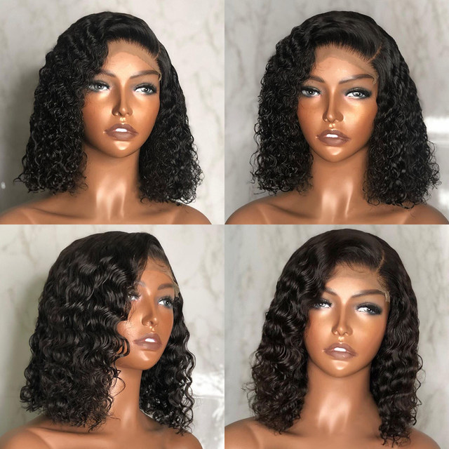 Pelucas de cabello humano para mujeres Peluca frontal de onda profunda brasileña 180 densidad Peluca de encaje transparente 13X4 Jerry Curl Bob Preplucked Remy_voghion.com