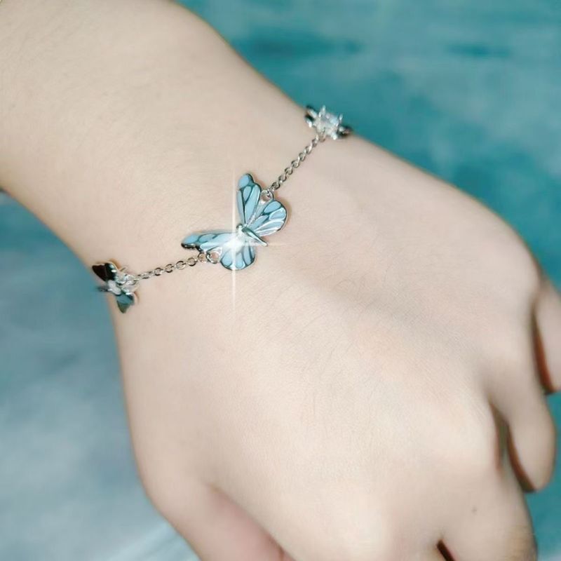 Luminous Butterfly Necklace~ Premium Blue Glowing Smart Butterfly Bracelet Collarbone Chain_voghion.com