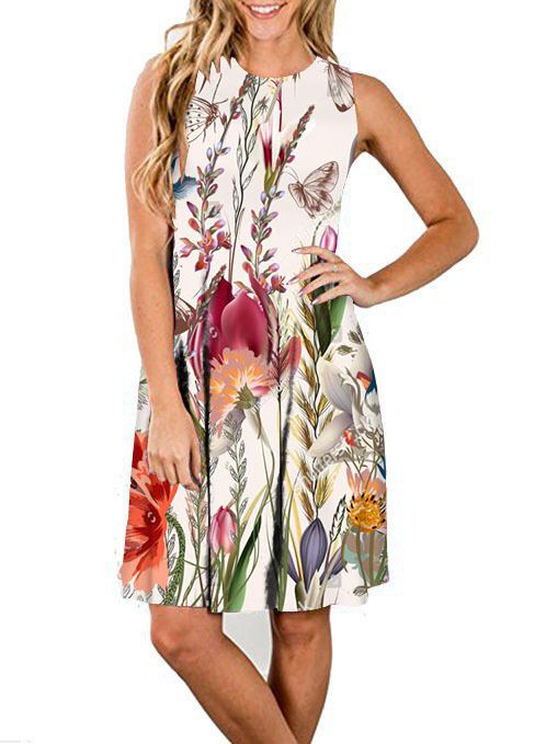 Rochie de vară nouă, fără mâneci, cu guler rotund, lejeră, pentru femei, vara 2023_voghion.com