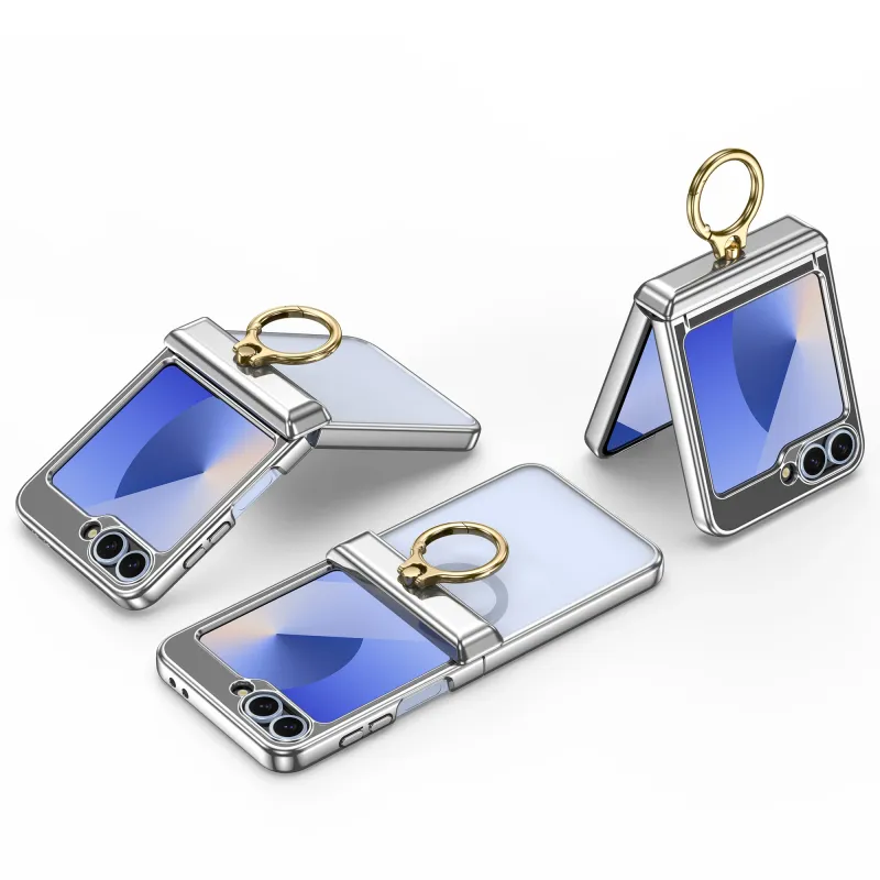 Galvanizēts eņģu aizsargājošs cietais apvalks telefona maciņš Samsung Flip6 Flip5 Flip4 Flip3 Galaxy Z Flip 6 5 4 3 gredzena turētāja pārvalkam_voghion.com