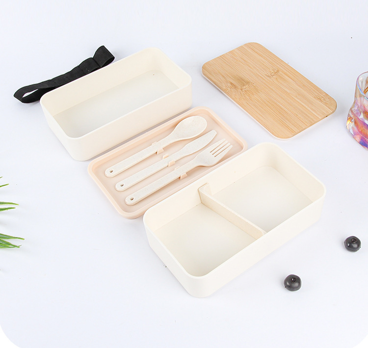 Wheat Straw Portable Lunch Box Office Worker Student Large Capacity Sealed Double Layer Bento Box Lunch Box Lunch Box_voghion.com