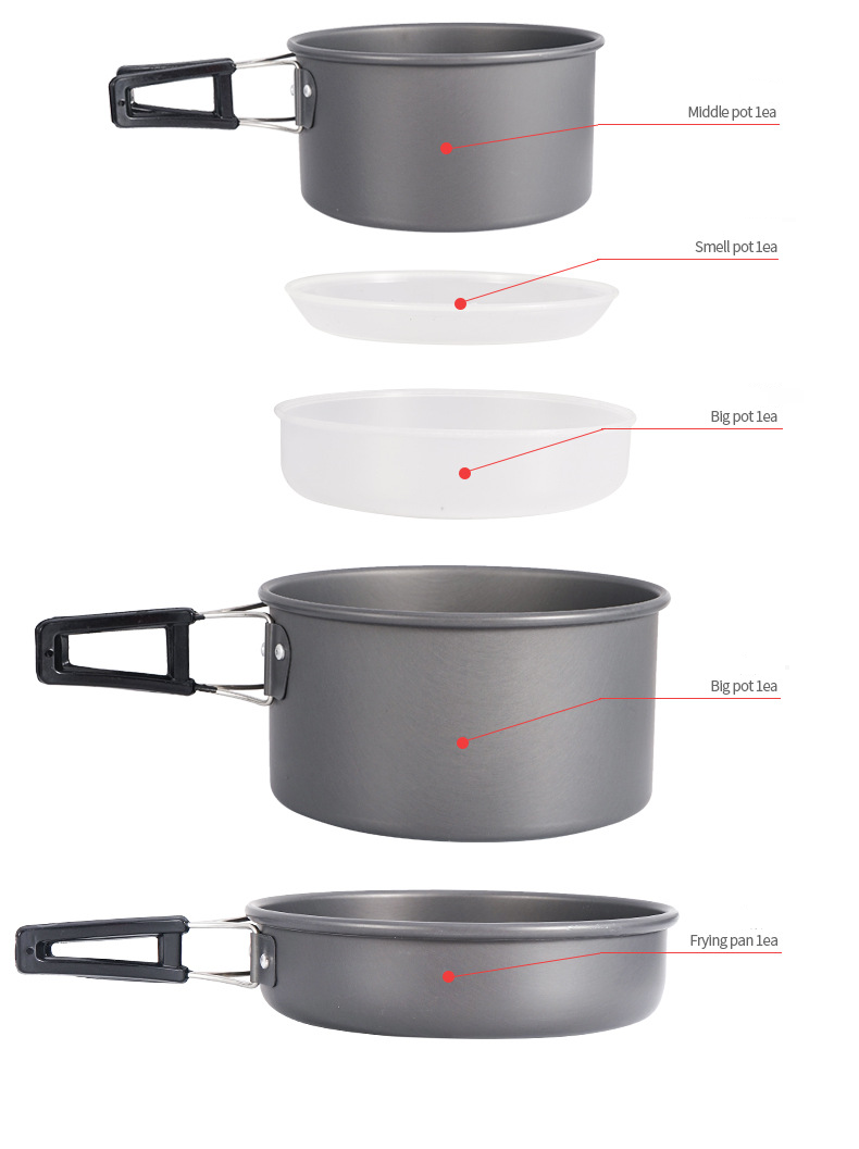 Camping-Kochgeschirrset für 5–6 Personen mit Teekanne – Antihaftbeschichtetes Topf- und Pfannenset für den Außenbereich für Picknicks und Wanderungen – tragbar und leicht_voghion.com