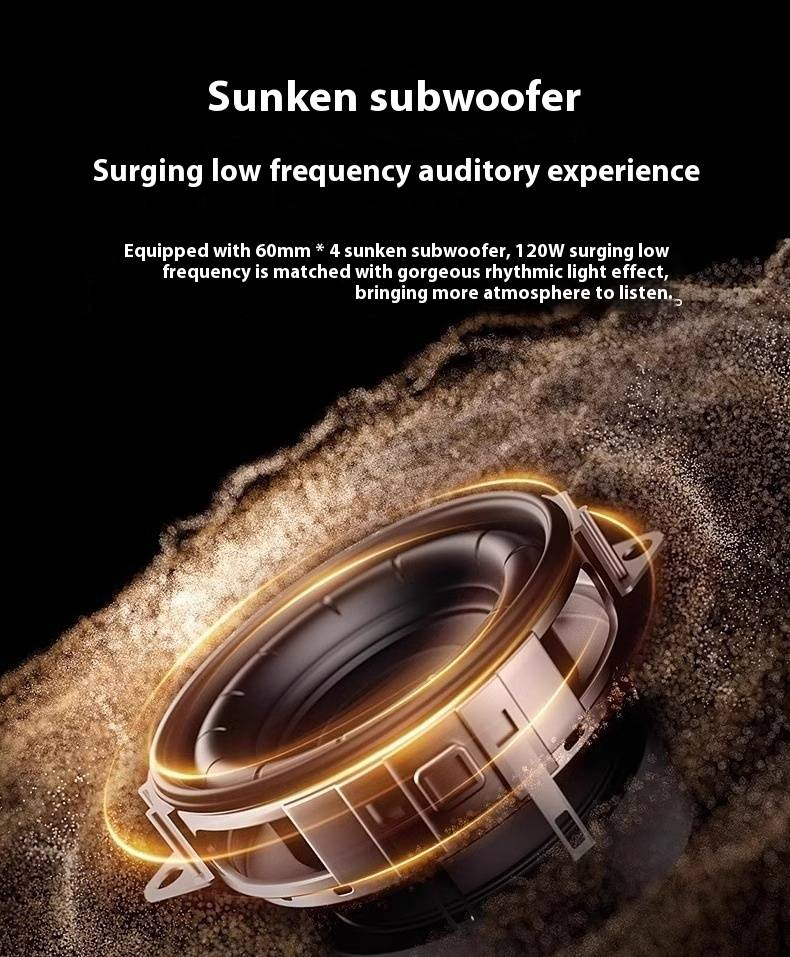 Głośnik Bluetooth (5. generacja) – kryształowy design z głębokim basem i dźwiękiem Hi-Fi, głośnik stacjonarny/komputerowy (dźwięk klasy premium, podwójne przetworniki, diody LED)_voghion.com
