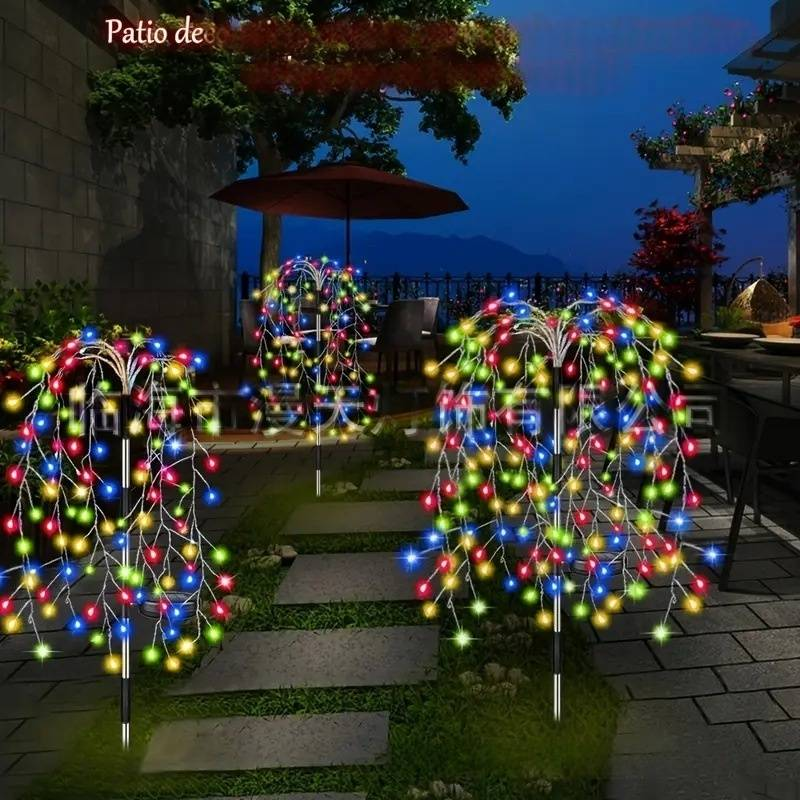 Solarbetriebene LED-Erdspießlichter mit Feuerwerk – 4/5/6-in-1-Dekorationslichterketten mit Farbwechsel für den Außenbereich für Gärten, Parks und Gewerbeflächen_voghion.com