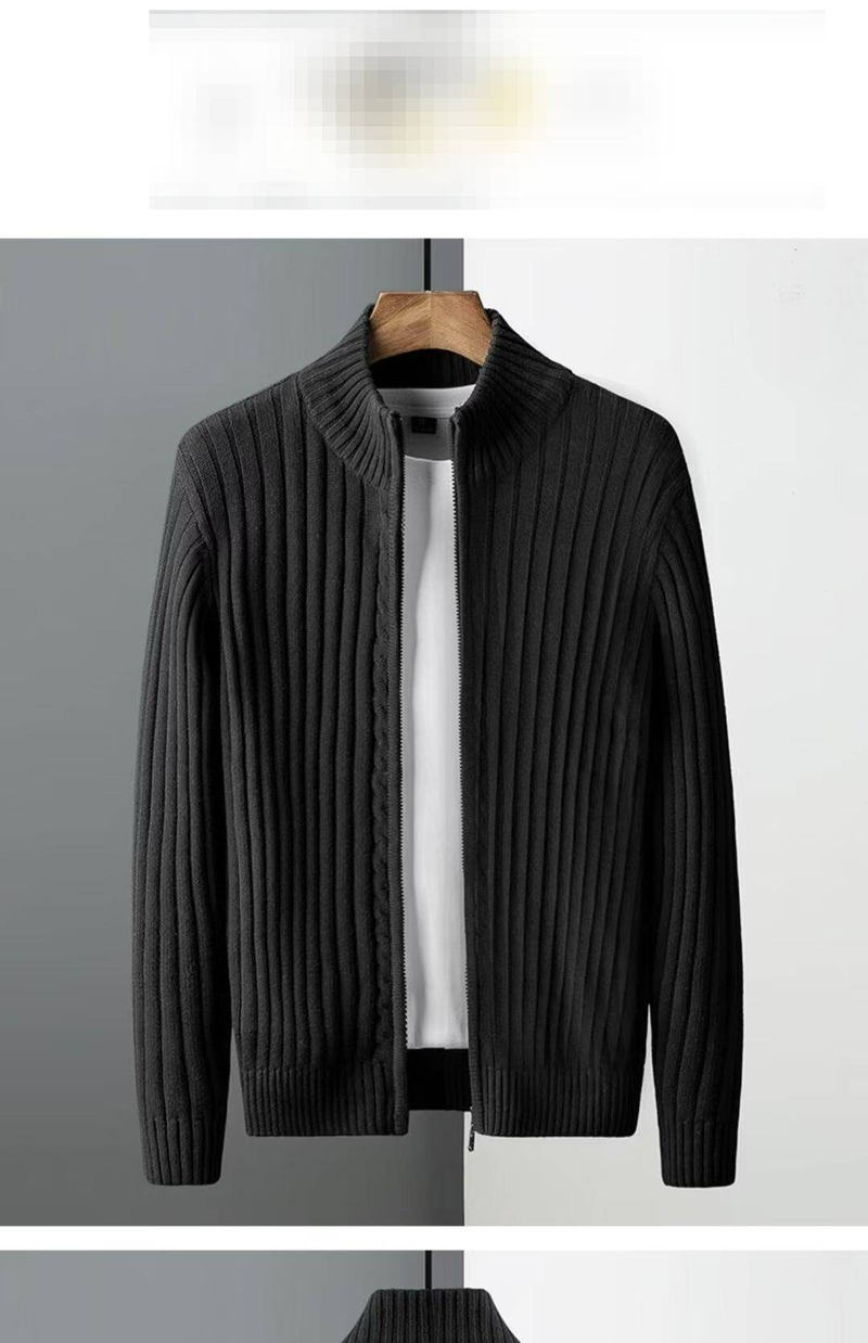 Grote maat Cardigan Trui Heren Rits Slim Fit Business High End Jas Fabriek_voghion.com