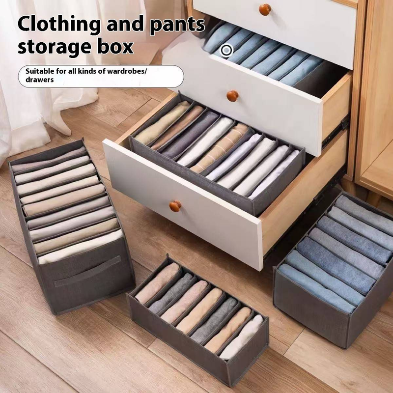 Versatile Fabric Storage Box With Dividers - Foldable, Stackable Organizer For Clothes, Underwear, Socks (40x40x25cm, 18L Capacity, Silver Gray)_voghion.com