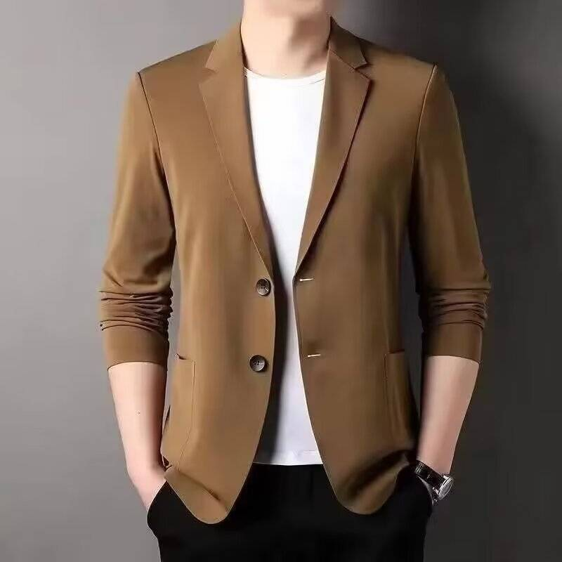 Blazer moderno casual da lavoro – Giacca slim fit in misto acetato per uomo (M-4XL, revers a lancia, sfoderata, versatile da indossare a strati)_voghion.com