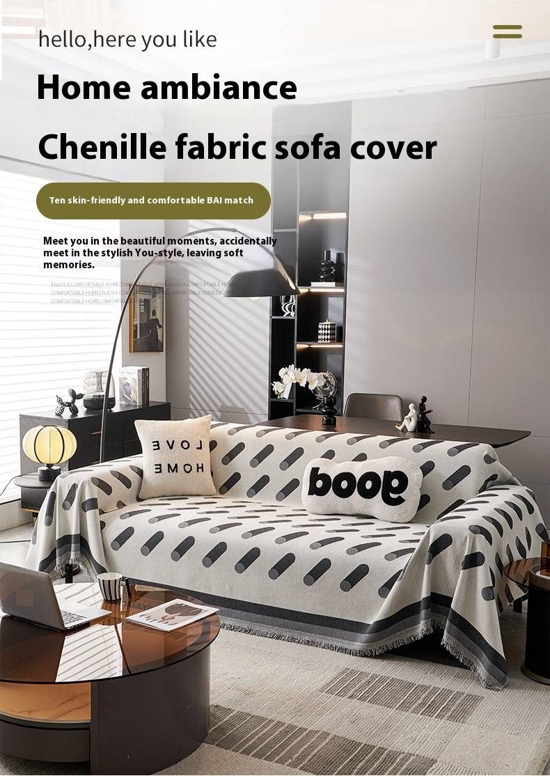 Elegante copridivano in ciniglia: protezione completa ed elegante per tutte le stagioni, antipolvere e decorativo._voghion.com