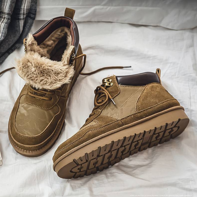 Chaussures pour hommes, bottes de neige à motifs, design automne et hiver, mi-tube, épaisses et chaudes, bottes Martin, bottes de travail britanniques rétro, bottes pour hommes_voghion.com