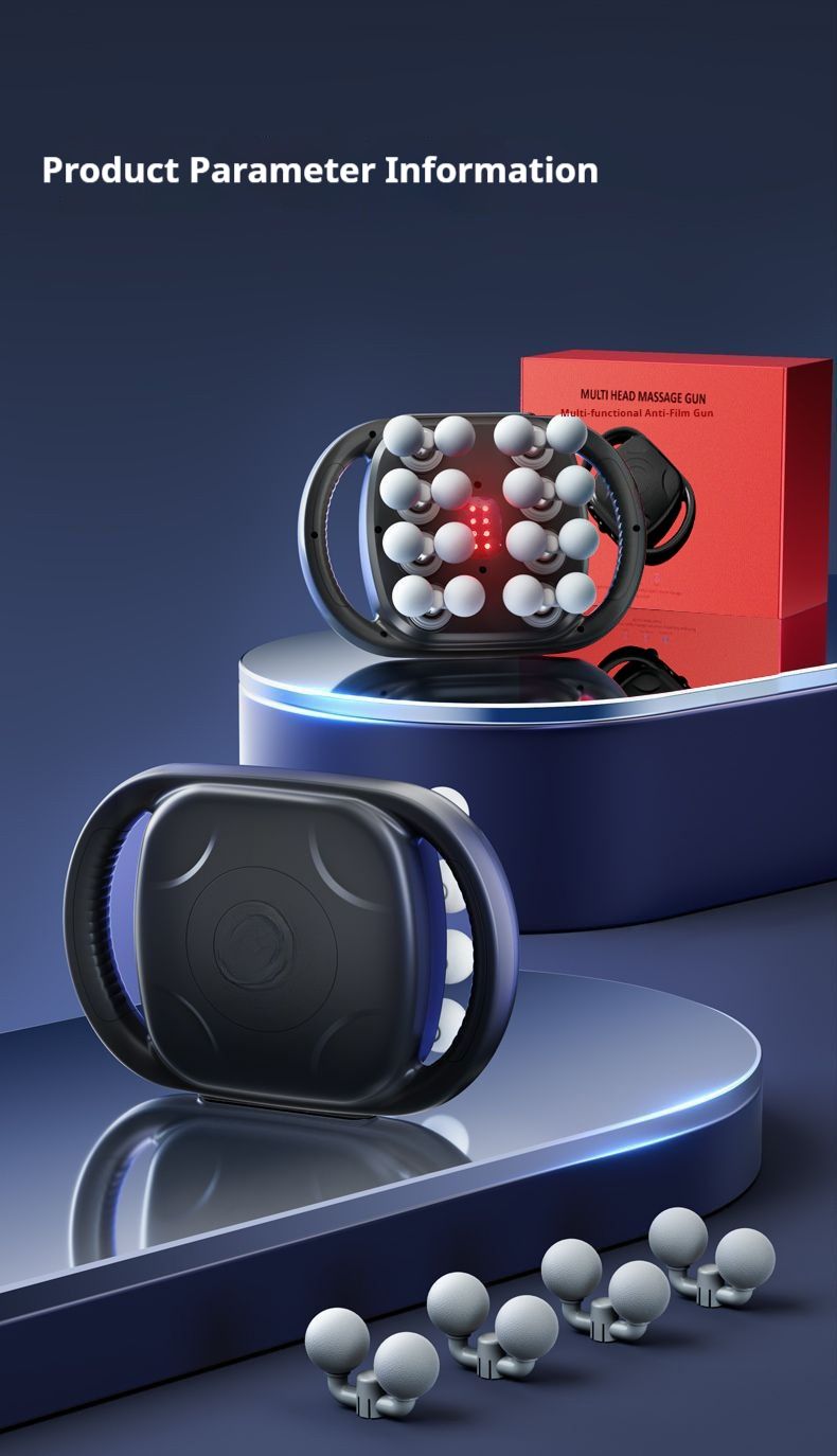 Pistola per massaggio a percussione professionale a 16 testine: motore brushless, 30 velocità regolabili, 9 modalità di massaggio, terapia a infrarossi, batteria da 2000 mAh, ultra silenziosa_voghion.com