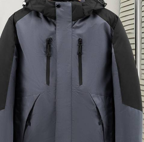 Chaqueta impermeable de invierno para hombre con capucha desmontable | Relleno de algodón grueso | Exterior de 95 % poliéster | Estilo urbano y de trekking (L-4XL) en gris/negro/oliva_voghion.com