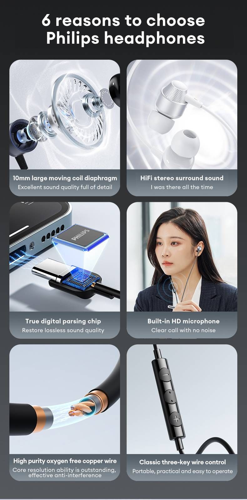Original Philips TAE1120 Wired Headphones, In-Ear Type-C Interface Universal Earphone For Mobile Phones, High Sound Quality Headset_voghion.com