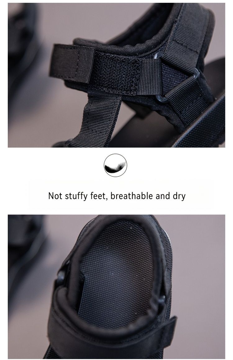 Trendy coole effen kleur open teen jongens, ademende slijtvaste sandalen voor vakantie strand_voghion.com