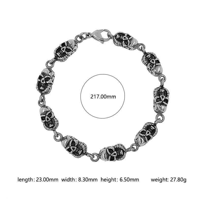 Bracciale da uomo con testa di fantasma, in titanio e acciaio inossidabile, con teschio a bocca grande, 2024_voghion.com