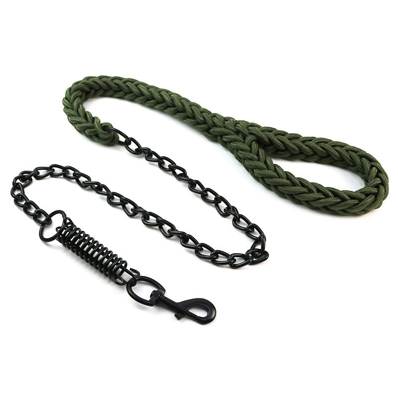 Pet Iron Leash Set Nylon Anti-Bite Collar Rope Dog Chain Explosion-Proof Anti-Tensile_voghion.com