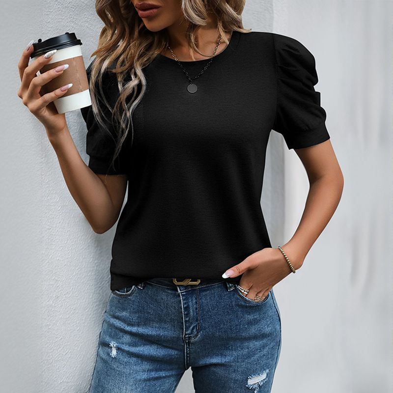 Camiseta de manga corta con cuello redondo y estampado de ovejas para mujer, estilo informal, de verano_voghion.com