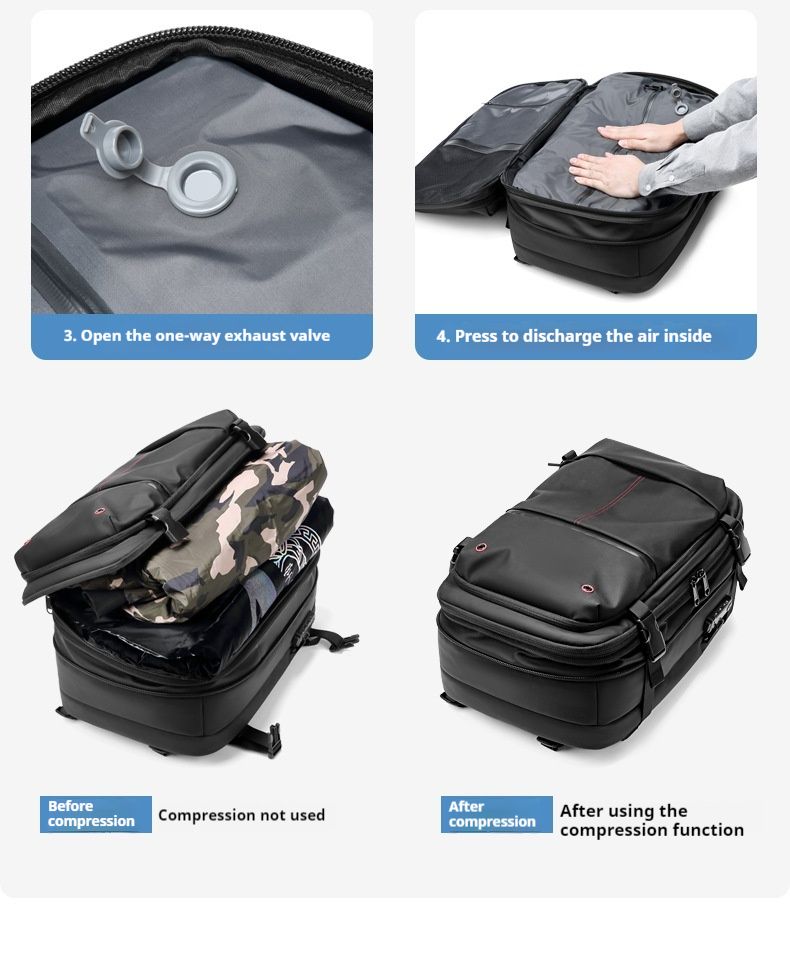 Zaino da viaggio per uomo, multifunzionale, per computer, a compressione sottovuoto, grande capacità, in TPU_voghion.com
