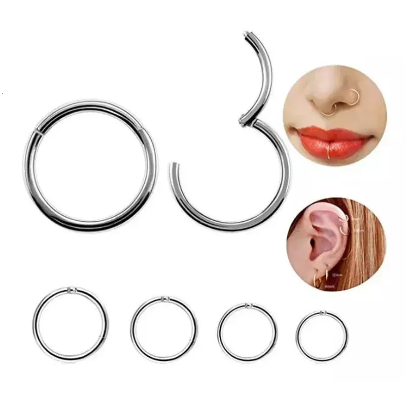 1PC Acciaio Tornito Naso Clicker 16G 18G Piercing Setto Orecchio Cartilagine Pircing Orecchino Helix Cliker Anello 251106_voghion.com