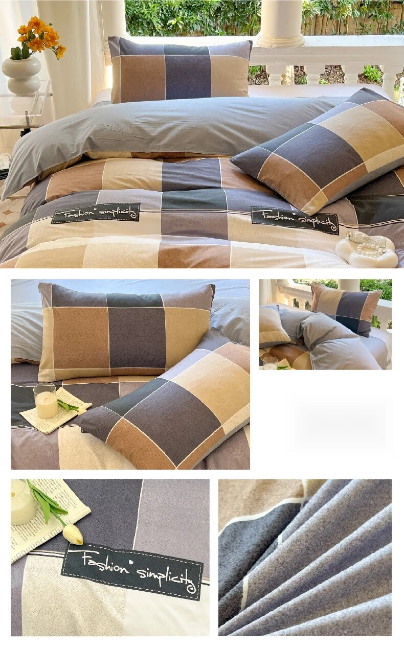 Pequeñas y frescas cuatro sábanas y fundas de edredón, dormitorio de estudiantes de primavera, tres juegos de ropa de cama de una sola pieza con dibujos animados_voghion.com