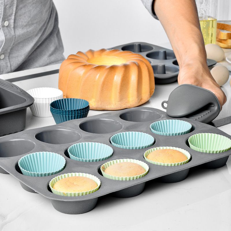 Morandi Color Series Round Set Cake Baking Tart Steamed Egg Baby Food Mold Silicone Muffin Cup_voghion.com