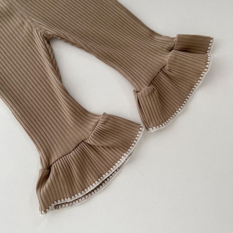 INS Spring Autumn Baby Shell Knitted Split Set for Girls Babies with contrasting color cardigan and flared pants_voghion.com