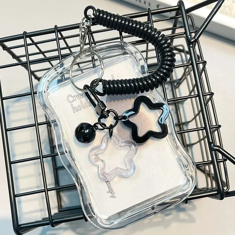 Creative Kpop Pocard Transparent Holder Keychain Sleeves Bus Student Card Case Po Protector 250414_voghion.com