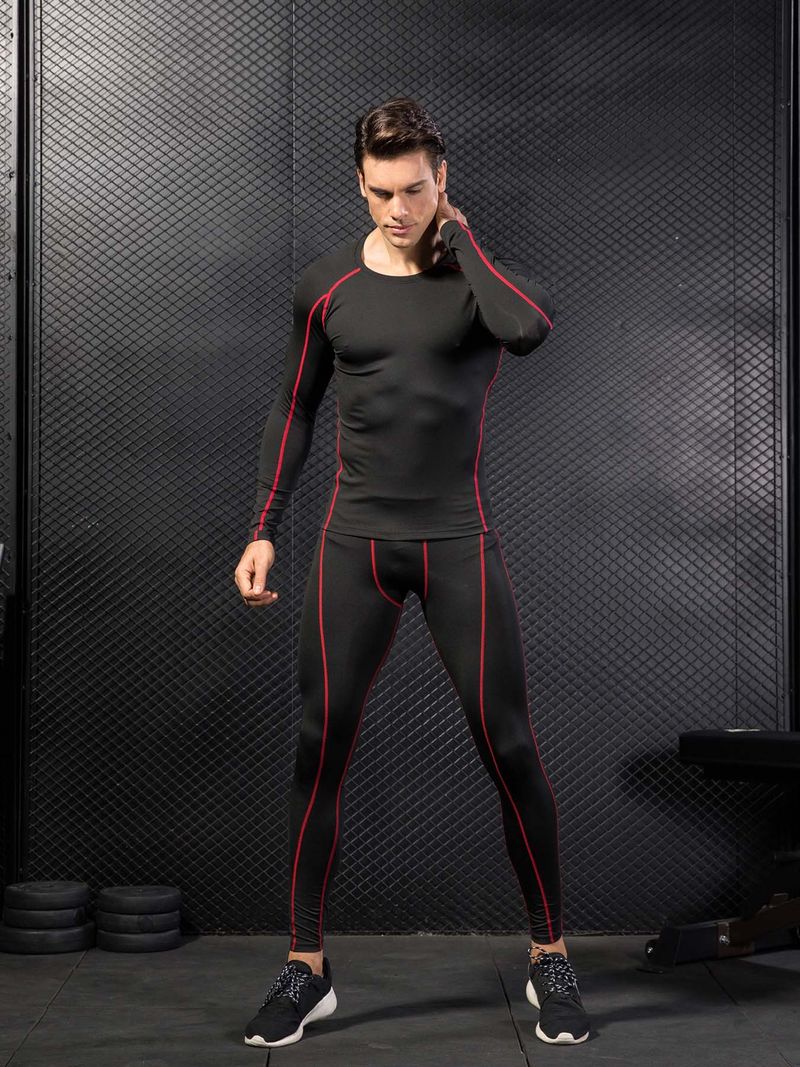 Men's Big & Tall Compression Workout Set, Quick-Dry Moisture Wicking Athletic Suit For Gym Training_voghion.com