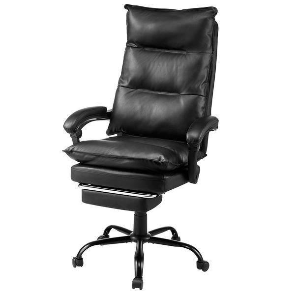 Executive Office Chair With Footrest, 400lbs Capacity With High Back Office Chair, With Lumbar Pillow, Black_voghion.com