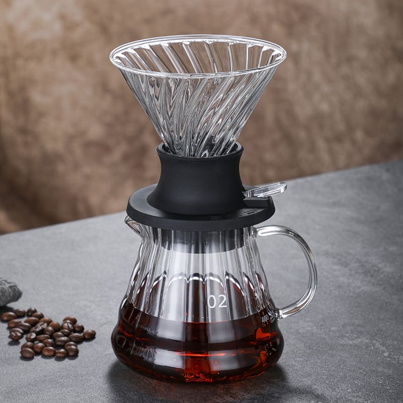 Filtre à café en verre borosilicaté de qualité supérieure avec interrupteur facile à presser - Filtre à infusion lente réutilisable pour usage domestique et au café Porte-filtre à café_voghion.com