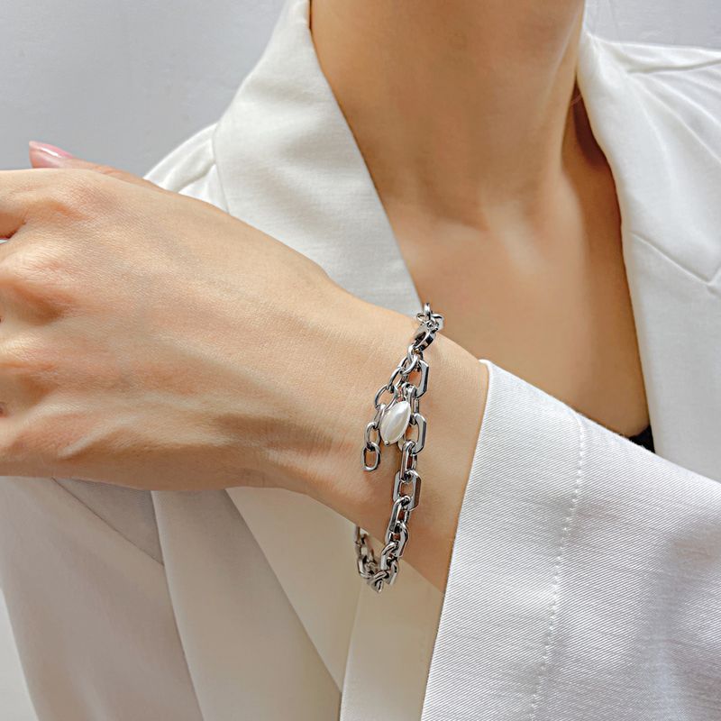 Men's Bracelet Fashion All Match Stainless Steel Ins Style Jewelry Personality Simple Love Pearl Bracelet Female_voghion.com