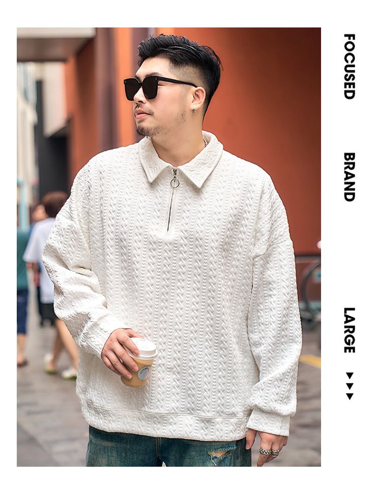 Herrenbekleidung Plus Size Frühling und Herbst Sweatshirt Half Zip Poloshirt Jugend Revers Sport Casual Langarm_voghion.com