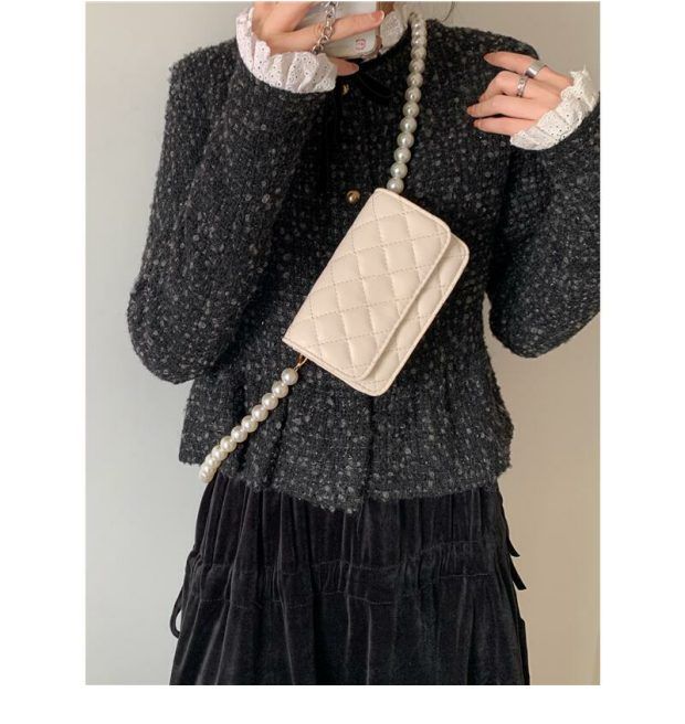 Mini Brust Exquisite Kleine 2024 Neue Kette Gefühl Perle Casual Lingge Schräge Straddle Mom Tasche_voghion.com