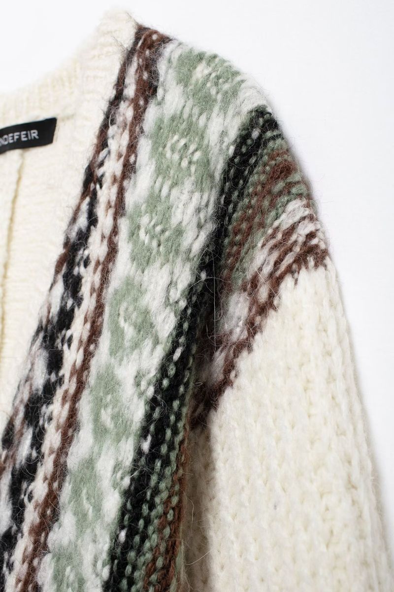 Ropa de mujer Otoño/Invierno 2024 Nueva moda urbana Chaqueta holgada de jacquard con cuello en V_voghion.com