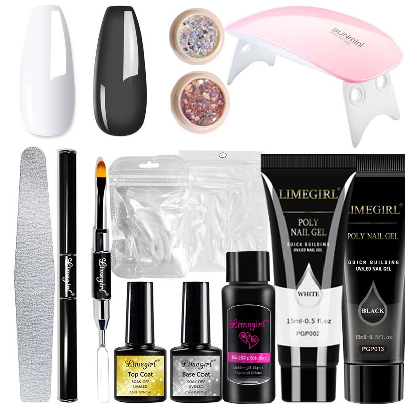 15ml Extension Nail Mold Double Headed Brush UV Lamp Crystal Gel Set_voghion.com