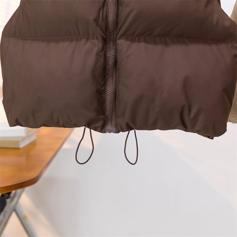 Gilet matelassé sans manches pour femme - Col montant, manteau d'hiver chaud et épais aux couleurs tendance_voghion.com