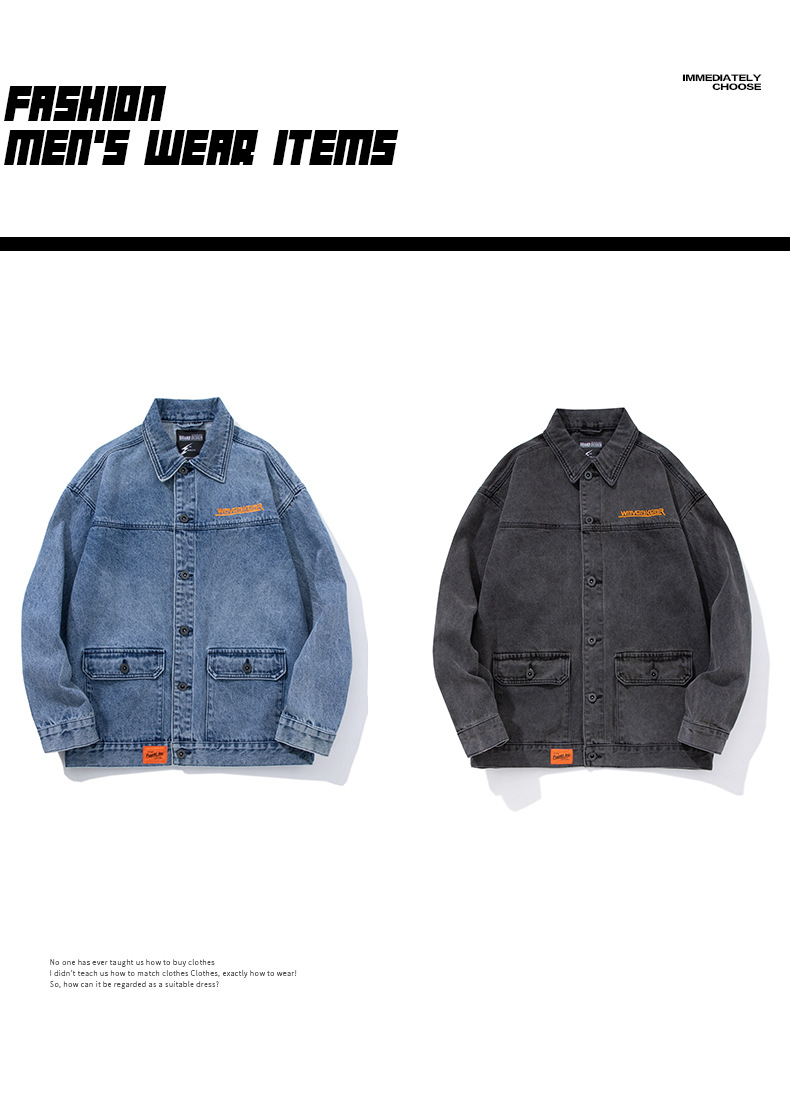 Lässige, dreidimensionale, aufgesetzte Tasche für den Winter, einreihige, jugendliche, gewöhnliche, graue, lockere Jacke aus Baumwolle für den Winter_voghion.com