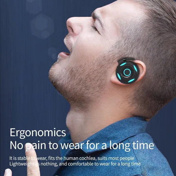 Auriculares inalámbricos TWS con control táctil para colgar en la oreja, con Bluetooth 5.2, para música, deportivos, para correr y con micrófono_voghion.com