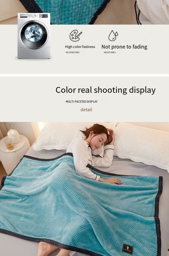 Verdickte doppelseitige superweiche Samtdecke mit schwarzem Rand, verdickte Einzeldecke, Doppelbettdecke_voghion.com