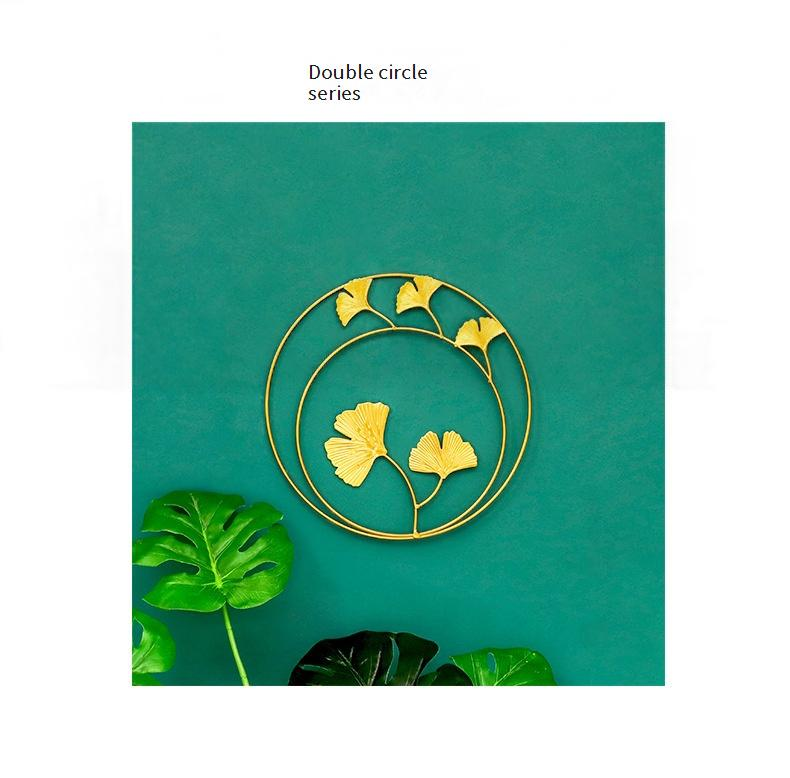 Set di decorazioni da parete in metallo, moderno motivo a foglia di ginkgo e foglia di palma in ferro battuto per soggiorno, camera da letto, studio - finitura oro, arredamento minimalista per la casa._voghion.com