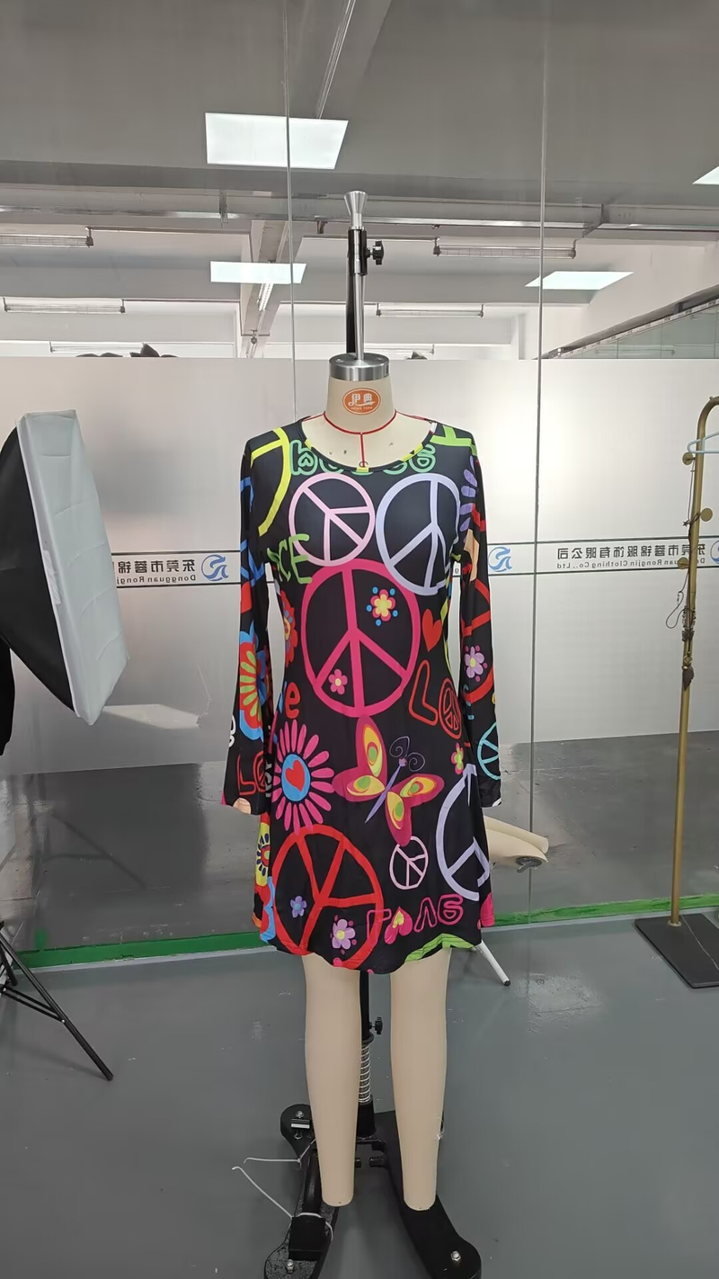 Neu Damen Festliche Vintage Hippie Kleidung Damenkleid mit Kopftuch_voghion.com