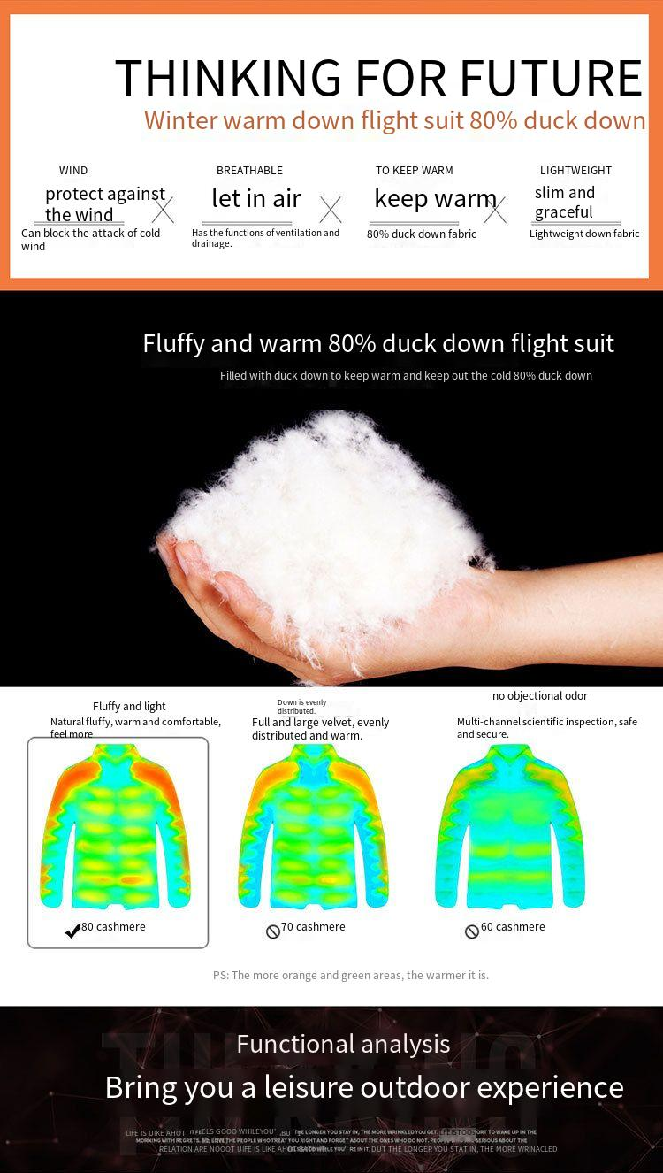 Chaqueta bomber de invierno para hombre, cortavientos, con cuello alto, relleno de plumón de pato Power de 900 pulgadas cúbicas, estilo cortavientos, corte ajustado, varios colores._voghion.com